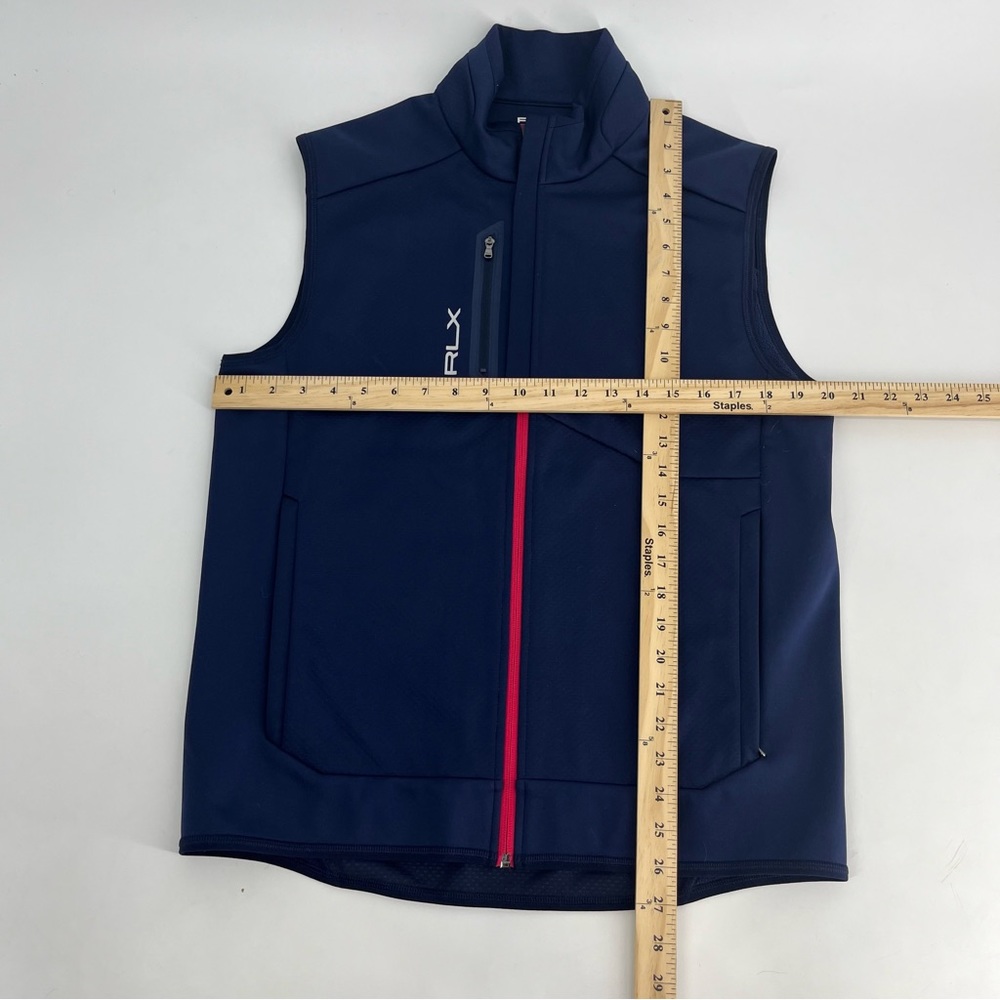 RLX Ralph Lauren Vest Mens Medium Navy Blue Golf Performance Premium Zip Stretch - Picture 5 of 11